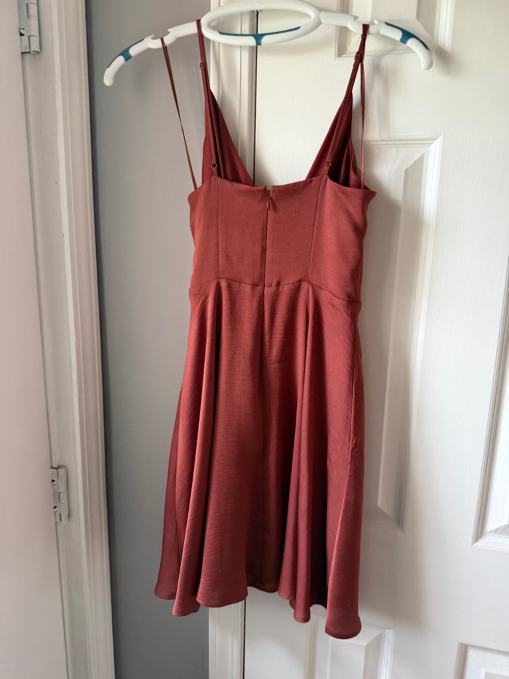 Express Rust Red Wrap-Style Mini Dress - Picture 2 of 3